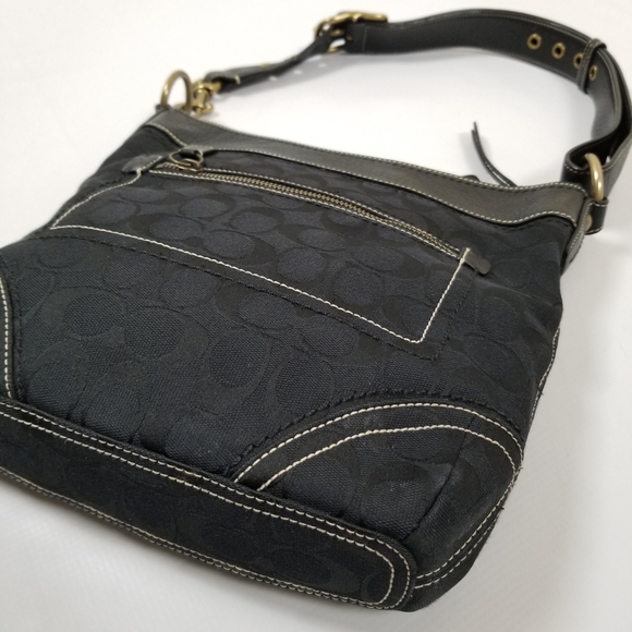 Coach Black Logo Jacquard Convertible Crossbody Shoulder Bag - Picture 6 of 12